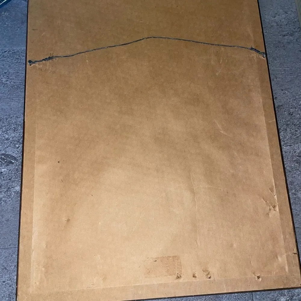 Vintage complete large paint by number girl & boy matted framed 14.5